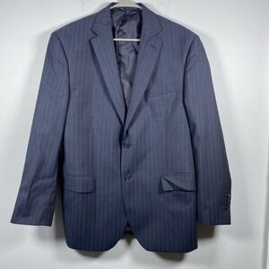 JoS. A. Bank Wool Silk Blue Pinstripe Single‎ Breasted Blazer Men's Size 42R